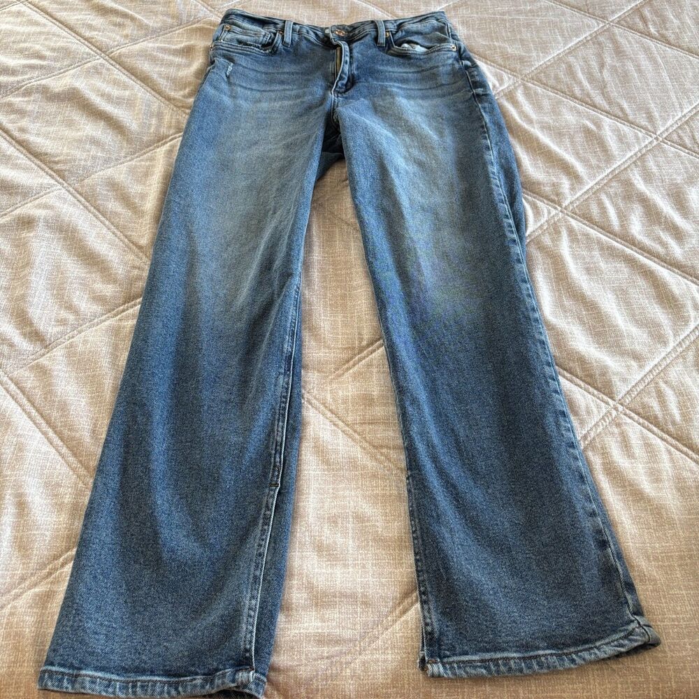 Sts Blue: Women's Blue Denim Slit Hem Jeans Size 30 Medium Wash Casual